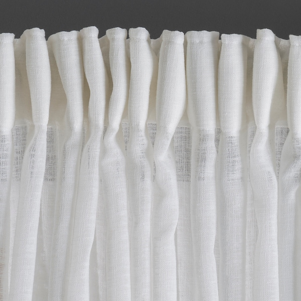 Backtab White Linen Sheer Curtain, 5 Color Options, Adjustable Linen Sheer Drapery, Custom Sheer Curtain, Tulle Curtain Panels