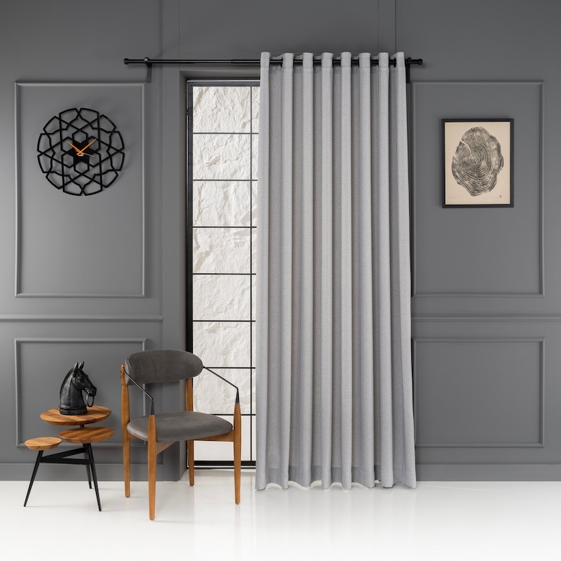 Custom Made Light Gray Herringbone Curtains, Elevate Your Home with Gray Herringbone Drapes and 19 Color Options. image 3