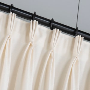 100% Blackout Extra Wide Triple Pinch Pleated Linen Curtains, 46 Colors, Custom Drapes for Bedroom, Living Room, Heavy Linen Curtain Panels