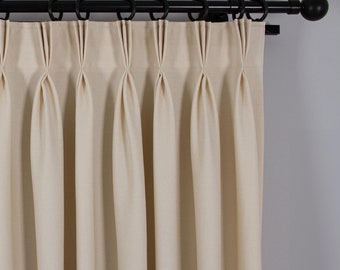 100% Blackout Linen Triple French Pleat Custom Curtain Panels For Bedroom, and Living Room. Blackout Linen Drapes, 31 Colors, Free Shipping.