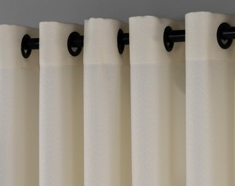 Custom Made White- Cream Grommet Herringbone Curtains, Linen Eyelet Herringbone Curtains.