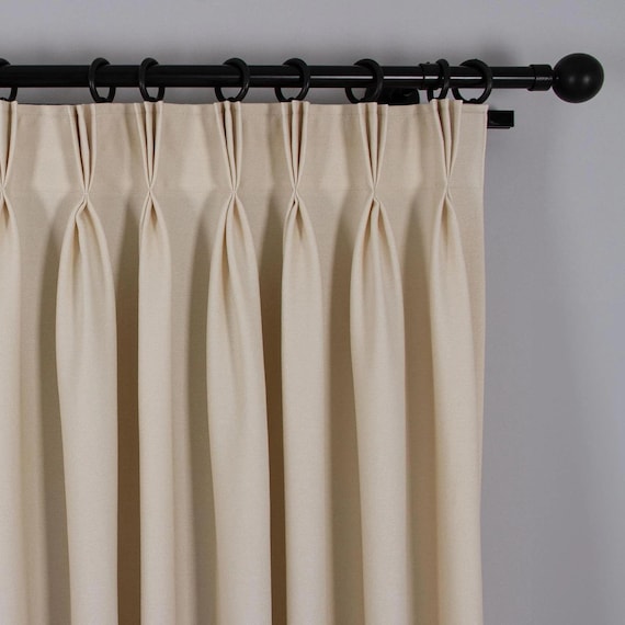 Extra Wide Triple Pinch Pleat Linen Curtains For Living Room, 31 Colors Light Filtering Privacy Drapes, Custom Size, Rod, Track Compatible