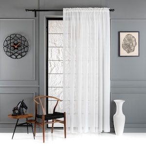 Rod Pocket Linen Sheer Curtain, 22 Color Options, Custom Rod Pocket Sheer Drapes.