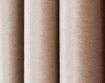 Beige Velvet Custom Curtain, Extra Wide Livingroom Grommet Velvet Curtains, 17 Different Colors