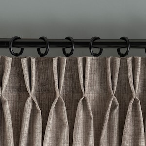 Double French Pleated Linen Curtain For livingroom, 7 Colour Options, Custom Size Curtains, Pinch Pleated Linen Drapes