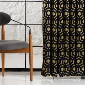 Jacquard Geometric Patterns, Curtain for Bedroom and Livingroom, 12 Color Options, Rod Pocket Curtains, Pleated Custom Curtain Panels. image 4