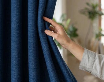 Heavy Linen Curtains, Custom Wide Drapery, 46 Colors, Living Room Bedroom