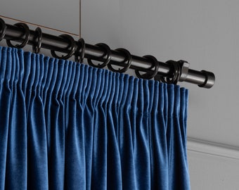 Pencil Pleated High Quality Blue Velvet Custom Size Extra Wide Curtains, 17 Different Colors Available, Luxury Soft Heavy Velvet Drapes.