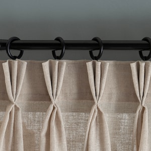 Triple Pinch Pleat Linen Sheer Curtains In 20 Colors. Extra Wide, Custom Made Drapery Panels. Compatible With Rods And Ceiling Tracks.