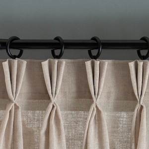 Triple French Pleated Custom Linen Curtain, 20 Color Options. Pleated Linen Curtains.