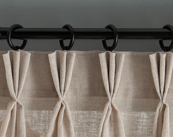 Triple French Pleated Custom Linen Curtain, 20 Color Options. Pleated Linen Curtains.