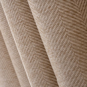 100% Blackout Custom Linen Herringbone Curtains for Living Room & Bedroom - 19 Colors, Customizable Hanging Styles
