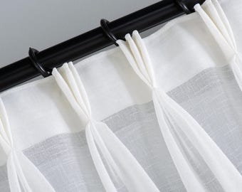 Wide Linen Sheer Curtains, Triple Pleated, Custom Made