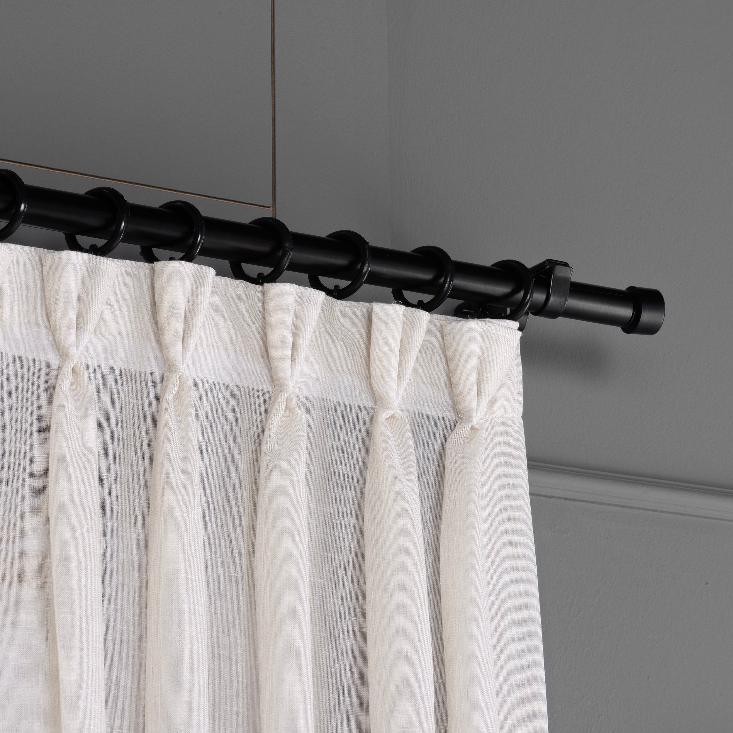 Extra Wide Linen Sheer Curtains, 20 Colors, Custom Size, Double & Triple Pleat Drapes for Living Room, Bedroom, Patio, Ceiling Track