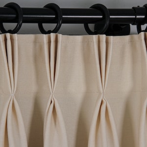Triple French Pleated  Custom Linen Curtain,  31 Color Options, Free Express Shipping. Pleated Curtains