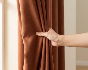 Extra Wide Linen Curtains for Living Room & Bedroom, Custom Size Thick Curtain Panels, Heavy Drapery, 46 Colors, Rod Pocket Grommet Track