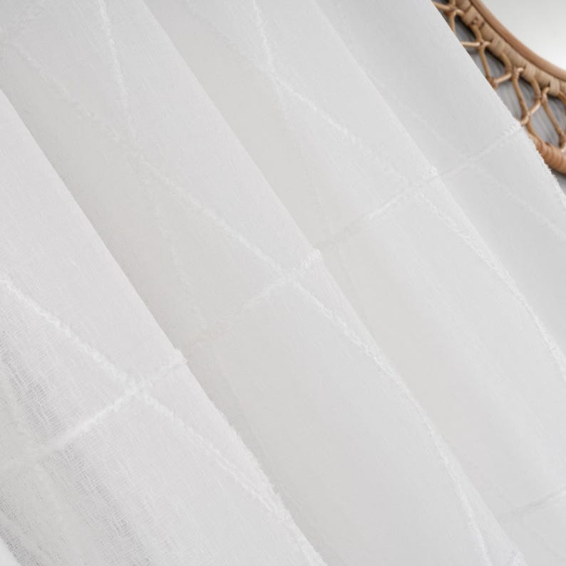 Embroidered Linen Sheer Curtains for All Rooms With 6 Color Options