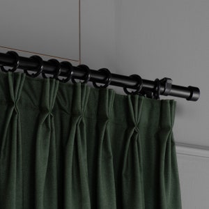Triple Pinch Pleated Linen Curtains For Livingroom, 46 Colors Available Custom Drapes. Made to Order Durable Pleated Curtain Panels.