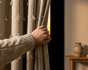 Heavy Linen Curtains, Custom Wide Drapery, 46 Colors, Living Room Bedroom