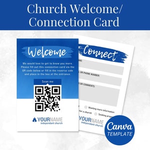 Church Connection Card, Welcome to Church Card, Connect Card, Canva Template, QR Code Connect Card, Church Resource, Church Graphic Design