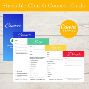 Kirchenverbindungskartenset, stapelbare Verbindungskartenbündel, Canva-Vorlage, verbinden, dienen, Gebet, Kirchenressource, Kirchengrafikdesign