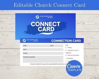 Anpassningsbar mall för Church Connect-kort (redigerbar i Canva, digital nedladdning)