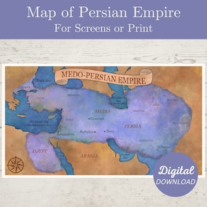 Carte de l’Empire perse, Carte biblique, Carte de l’Ancien Testament, Carte de l’Empire médo-perse, Empire achéménide, Empire achéménide, Téléchargement numérique