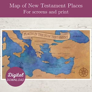 Karte der Orte des Neuen Testaments, Karte des Neuen Testaments, Karte des Römischen Reiches, Karten für Druck oder Bildschirm, digitaler Download
