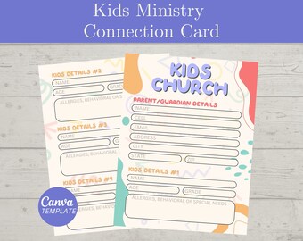 Kids Church Connection Card: Ministry Registration Form (Canva Template)