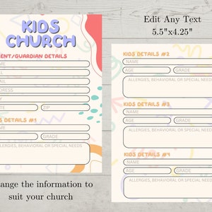 Kids Church Connection Card, Kids Ministry Registration Form, Kids Club ...