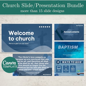 Church Slide Bundle, Church Announcement Slide Pack, Baptism Announcement Slide, Editable Canva Template, Keynote, Powerpoint, Proclaim