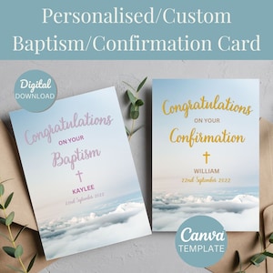 Biglietto di battesimo personalizzato, biglietto di battesimo per adulti, biglietto di cresima personalizzato, biglietto di battesimo per giovani, biglietto religioso, regalo di battesimo, battesimo personalizzato