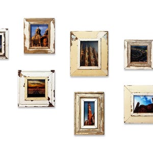 Set 7 Cornici Uniche in Legno Recuperato | Immagini Monumenti Italiani | Decorazione da Parete | Design Originale da Milano | Arte Italiana