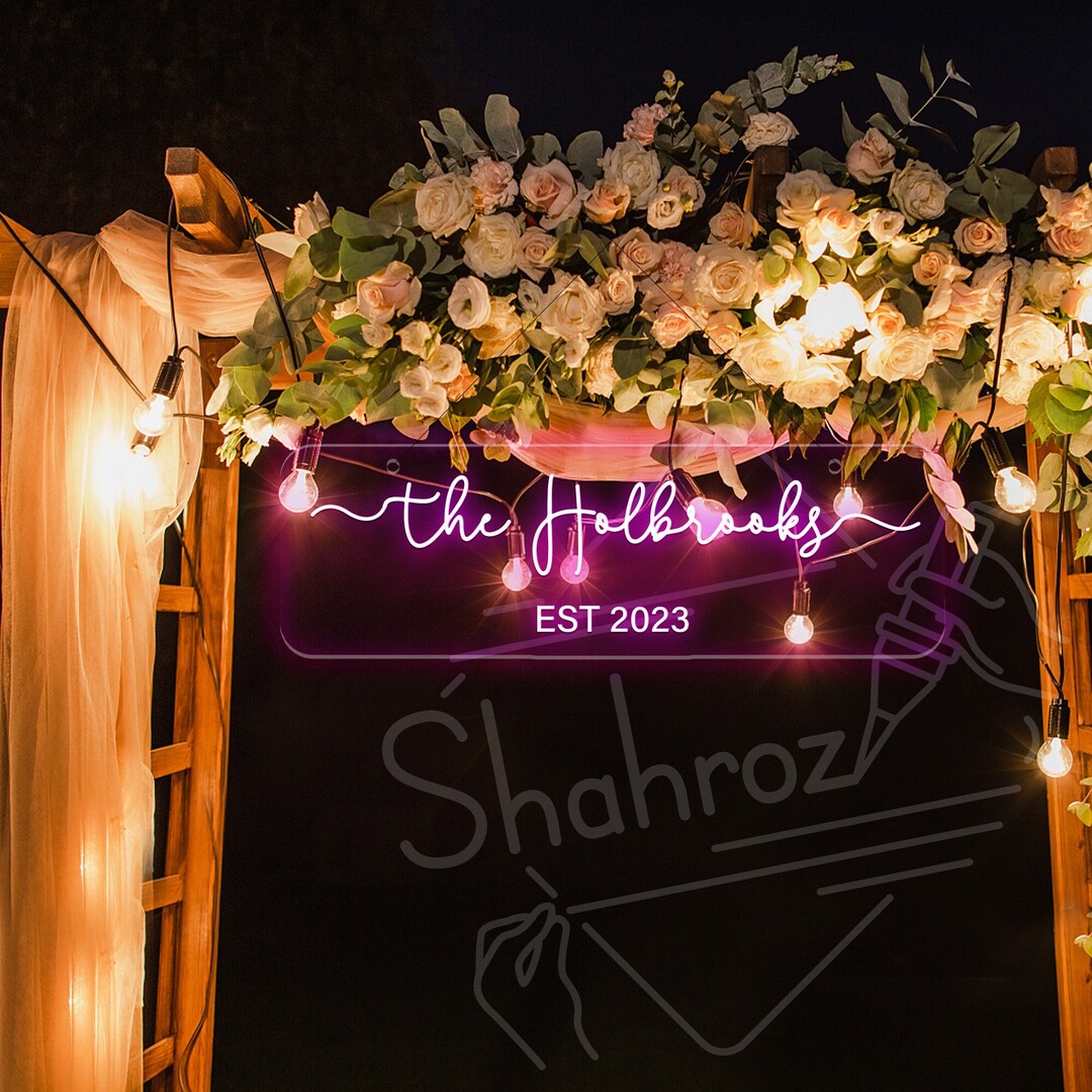 Wedding Neon Sign Last Name Led Sign Hedge Wall Sign Neon Etsy
