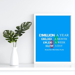Blue Million Pound Dollar Wall Art Digital Print, 1 Million Digital Download For Poster and Canvas Printing