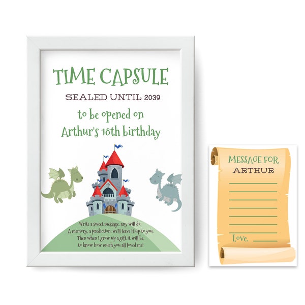 Knights and Dragons Time Capsule, knights and dragons themed party, medieval baby shower, fantasy world, fairytale birthday, baby dragon