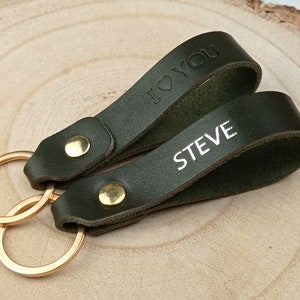 Personalised Leather Keyring, Keychain For Men, Fathers Day Gift, Monogram Key Fob Dad, Anniversary Husband, Birthday Gift Dad, Grandpa Gift