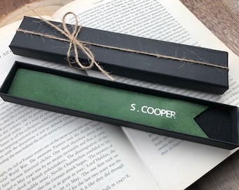 Leather Bookmark, Personalised Xmas Gift, Monogrammed Initial, 3rd Anniversary Her Him, Secret Santa Gift For Friend, Custom Cute Bookmark