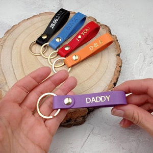 Leather Keyring Personalised, Leather Keychain, Key Fob For Gift, Custom Stamped Initial Keyring, Gift For Him Her, Xmas Gift For Dad