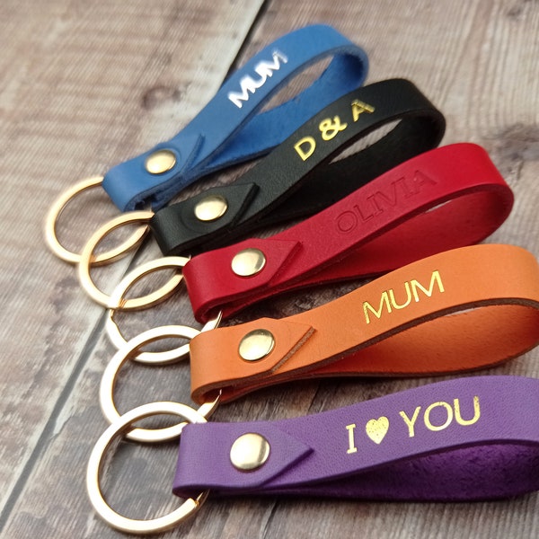 Leather Keyring, Personalised Keychain, Secret Santa, Gift Her Him, Key Fob For Friend, Xmas Gift Mum Dad, Stocking Filler, Initial Gift