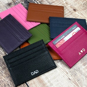 Tarjetero de cuero, billetera personalizada, tarjetero de viaje grabado, monedero para hombre y mujer, monedero con monograma, regalo de Navidad para papá y mamá, regalo de cumpleaños