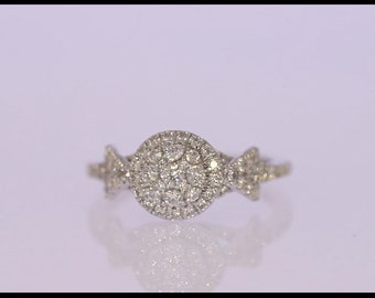 Round Diamond Cluster Silver CZ Diamond Ring,Geometric Ring,Personalised Diamond Engagement Ring,Dainty Ring,Round Eternity Wedding Ring