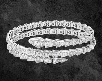 Serpenti Viper Armband, Schlangenarmband, Armband für Frauen, Weißgold überzogen, Silberarmband, Unisex Diamantarmband, Geburtstagsgeschenke