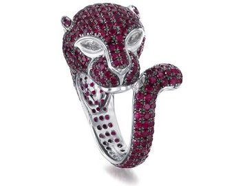 Bague rubis forme panthère, bague tigre en argent, bague de fiançailles, bague diamant panthère, bague d'anniversaire, cadeau pour amoureux du tigre, bague unisexe