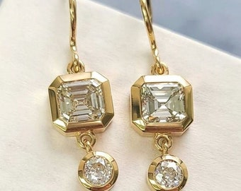 Bungelen vrouwen partywear oorbellen, diamanten oorbellen, 14K geel goud verguld, drop diamanten oorbellen, gouden oorbellen, huwelijksgeschenken, oorbellen