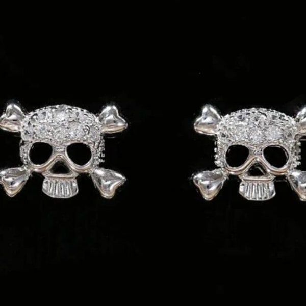 Halloween Day Gift, Skull Diamond Earrings, 1.88Ct Diamond, Diamond Earrings, Halloween Jewelry, Women's Wedding Earrings, Anniversary Gifts