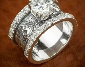Ehering, Ring im Vintage-Stil, Ring für Frauen, 14K Weißgold, Verlobungsring, filigranes Inspire-Diamantband, Geschenk für Sie