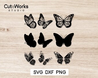 蝶 SVG プロッター ファイル - 蝶のシルエット - 蝶のシルエット - Cricut ファイル PNG DXF - カッティング ファイル、プロッター ファイル、プロット