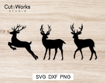 Deer SVG plotter file, Reindeer silhouette, Cutting Plotter, Cricut file PNG DXF cutting files, Plotter File, Plott - Christmas Winter