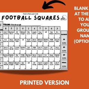 50 Football Squares Printable | Editable Football Square Fundraiser ...